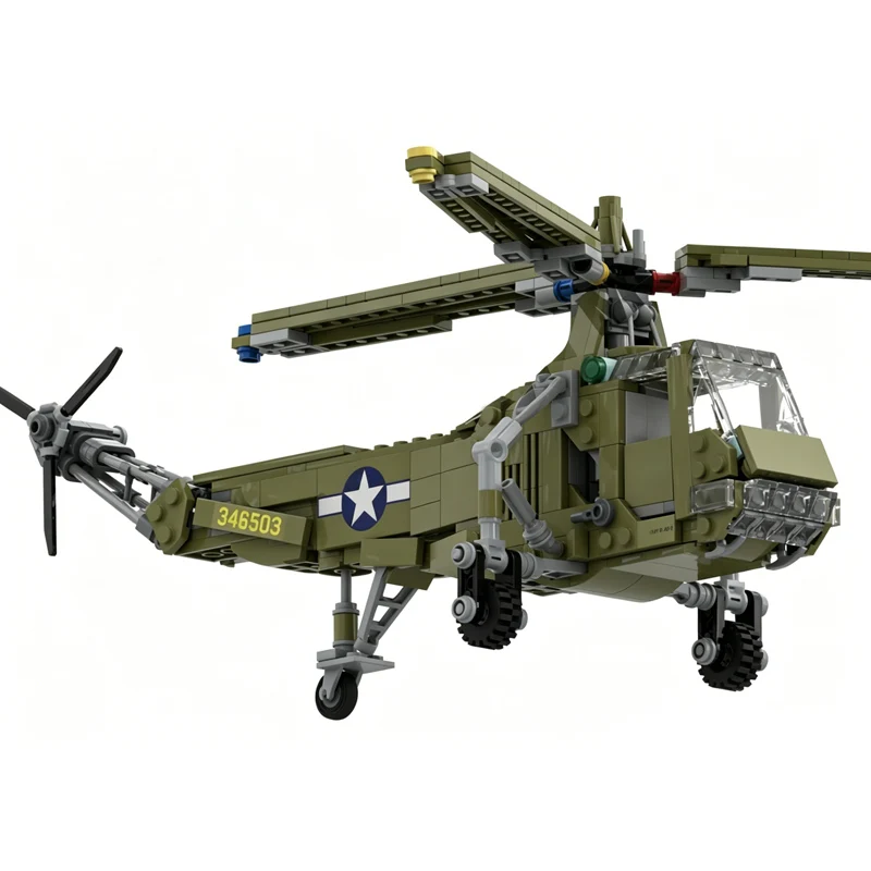

SR-4 Armed Helicopter MOC Building Bricks War Equipment Modular Technology Gifts Holiday Assemble Children Toys Suit