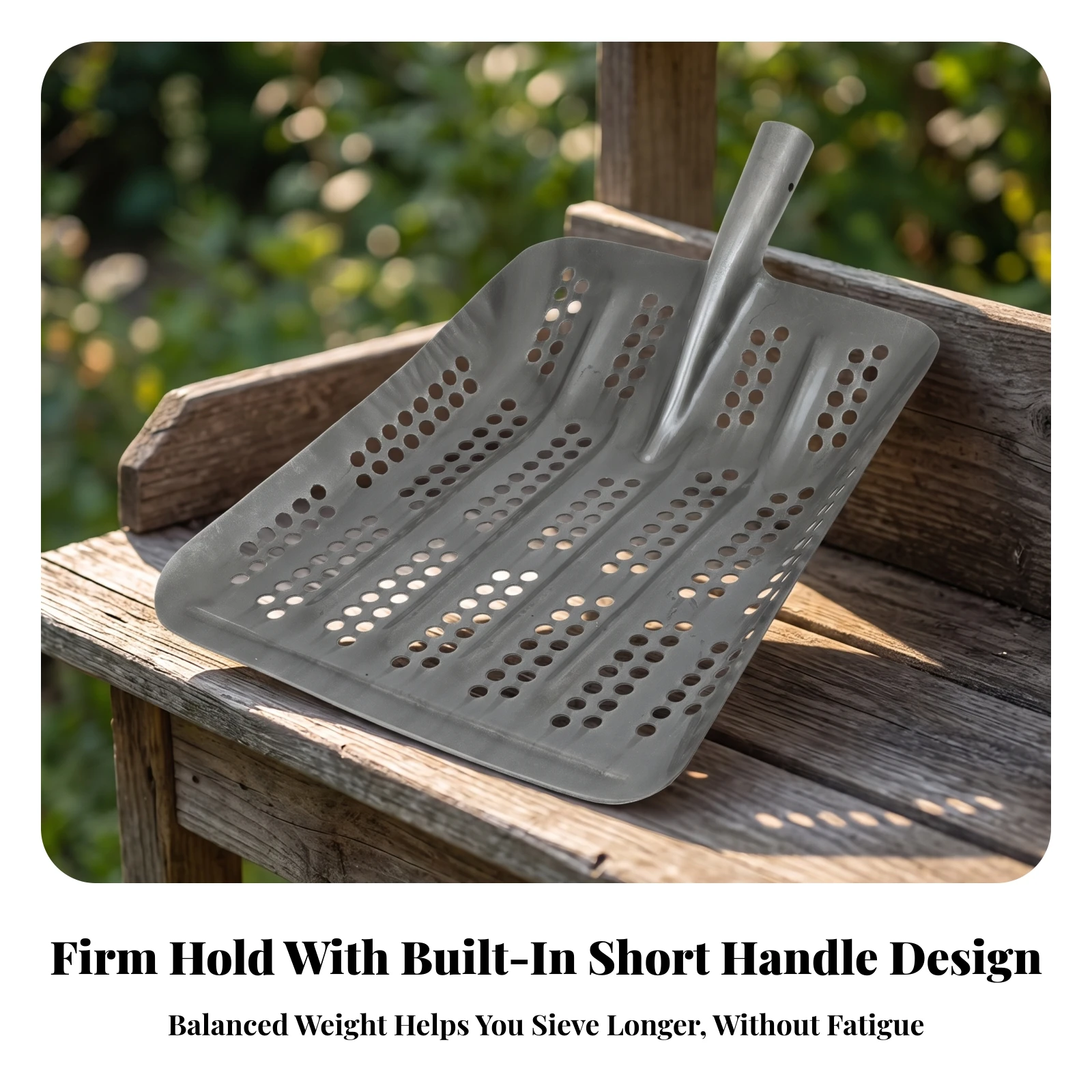 Screen Shovel with Welded Socket Heavy-Duty Sifting Shovel Spade Weather-Resistant Tool Reinforced for Gardeners, Garden