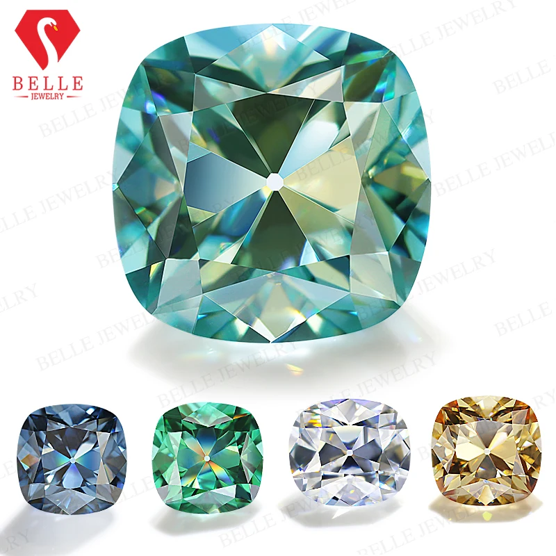 Moissanite Multicolor All Size Cushion OEC Loose Gemstone Old European Cut VVS1 Excellent Pass Diamond Tester Stone For Jewelry