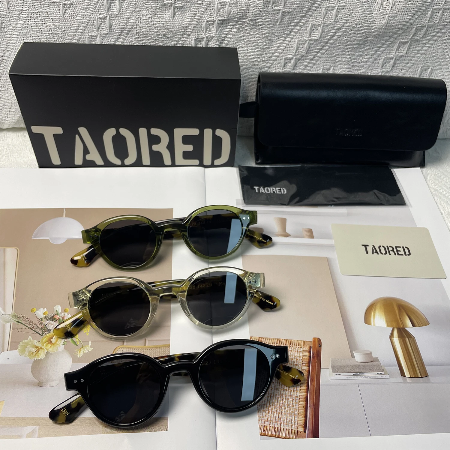 

2025 New Trendy Fashion Women's Sunglasses with Case Handmade Acetate Vintage Eyewear Small Round Designer UV400 Sunglasses