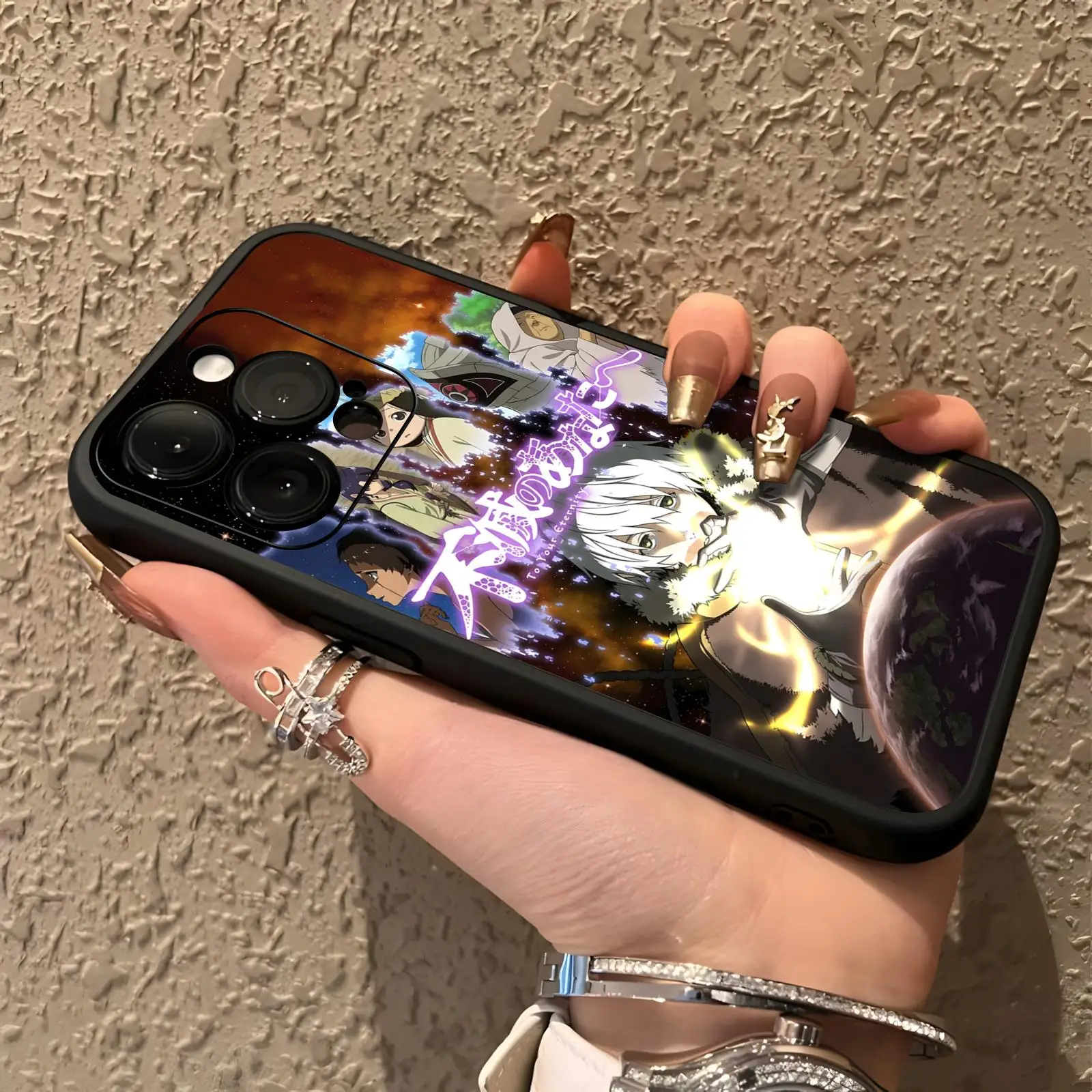 Coque de téléphone To Your Eternity pour iPhone 17 16 16e 15 14 13 12 Plus Mini Pro Max, noire souple antichoc
