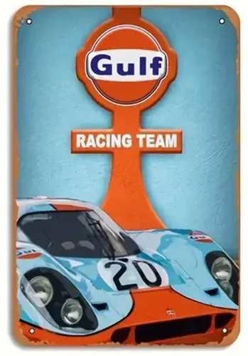 

Металлическая табличка Gulf Racing Team; настенное украшение