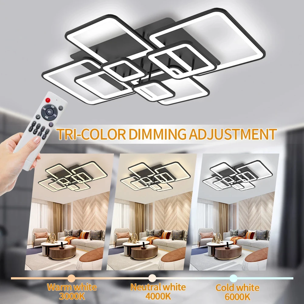 Modern New LED Minimalist Chandelier Geometric Design With Memory Function Light Support RC For Living Room Bedroom Ceiling Lamp