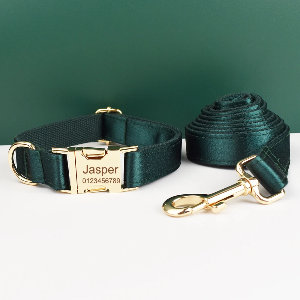 Luxuriöses Personalisiertes Hundehalsband- und Leinenset, Maßgefertigtes Logo Abnehmbares Hundehalsband mit Fliege, Designer Hundehalsband und Leinenset – Detail 7