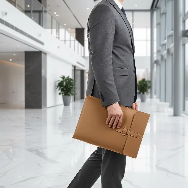 Porte-documents vertical en cuir A4 de qualité supérieure, grande capacité, pour le rangement de contrats, le travail de bureau, les voyages d'affaires