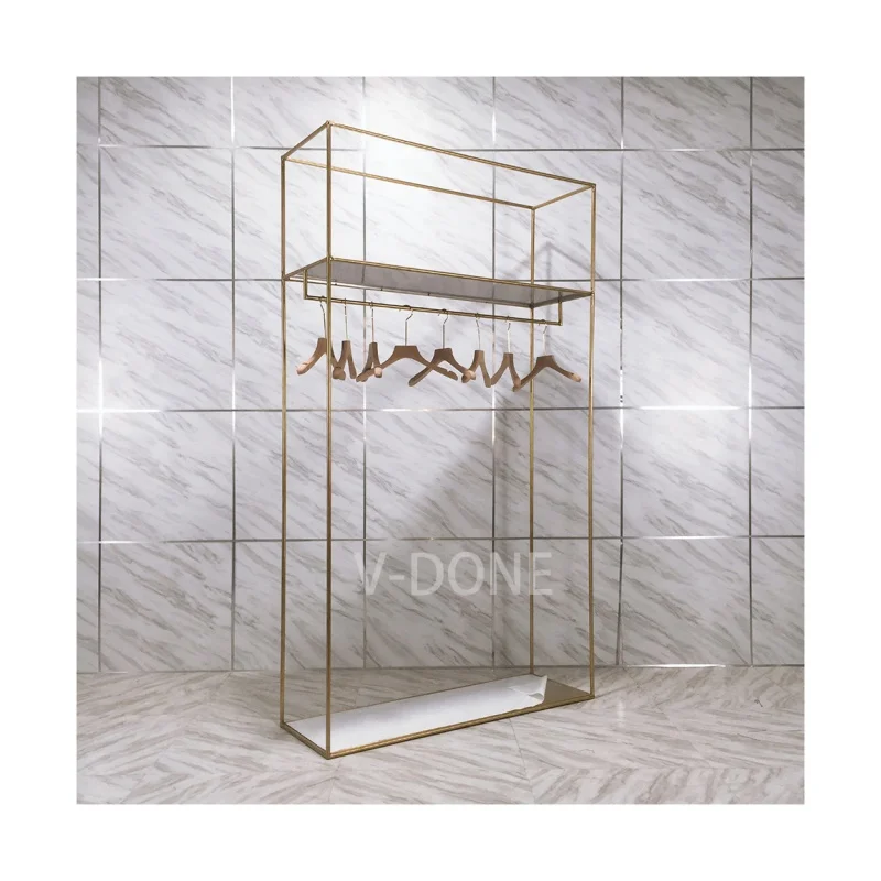 

custom.Fashion Boutique Modern Hanging Garment clothes retail store display stands racks shelf clothing display rack For Sh