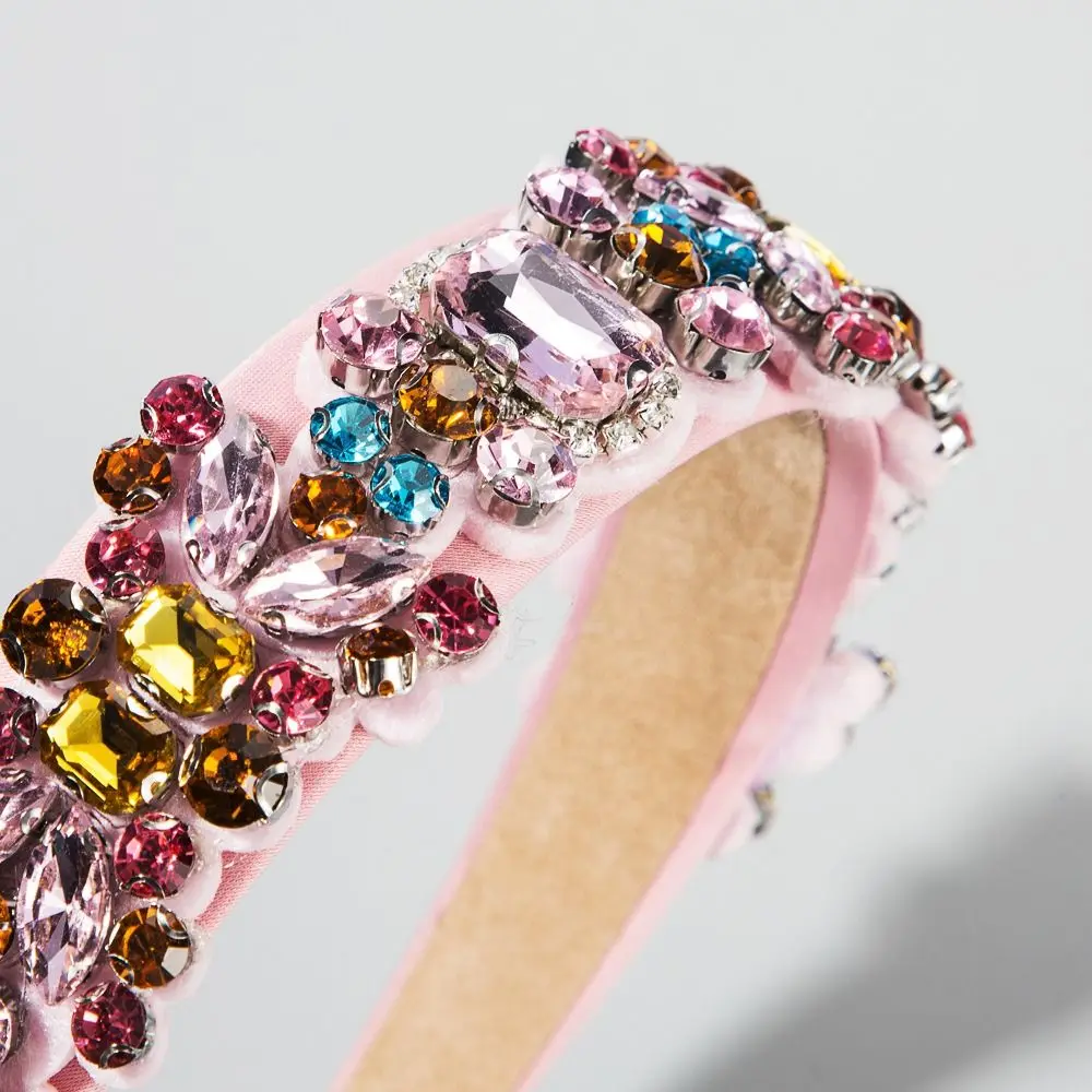 

Exquisite Colorful Rhinestone Headband Jewelry Korean Style Baroque Hair Hoop Wide Edge Hair Accessories Bride Tiaras Wedding