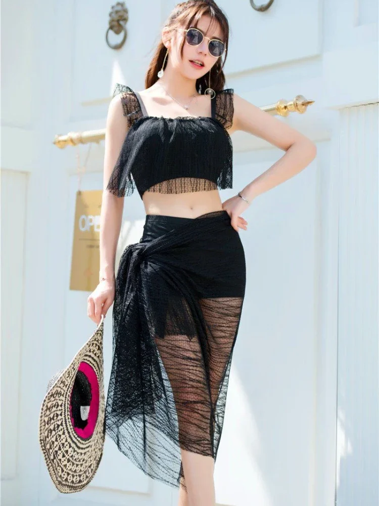 Bikinis Sets Frauen Drei Stücke Sexy Strand Stil Charming Streetwear Design Ulzzang Solide Urlaub Bademode Niedrige Taille Täglich Neue