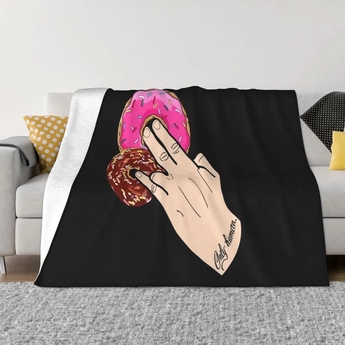 Shocker Two In The Pinky One In The Stink Donuts Version Black Cotton Formal Throw Blanket