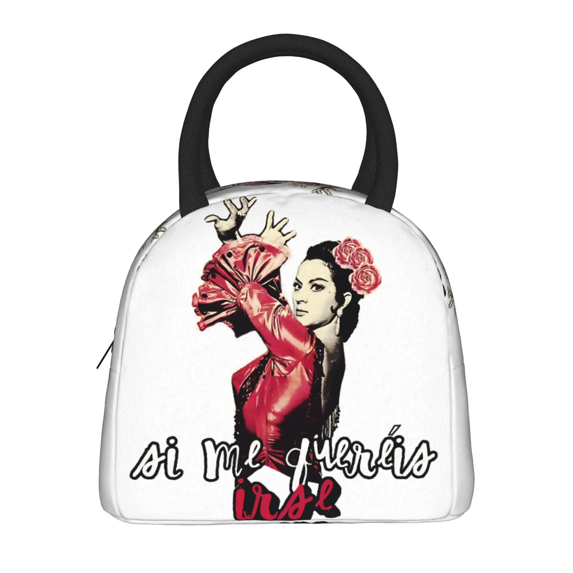 Lola Flores Si quieres que yo deje un regalo, bolsa térmica para el almuerzo, lonchera para pícnic al aire libre para niñas, linda bolsa térmica con cremallera.