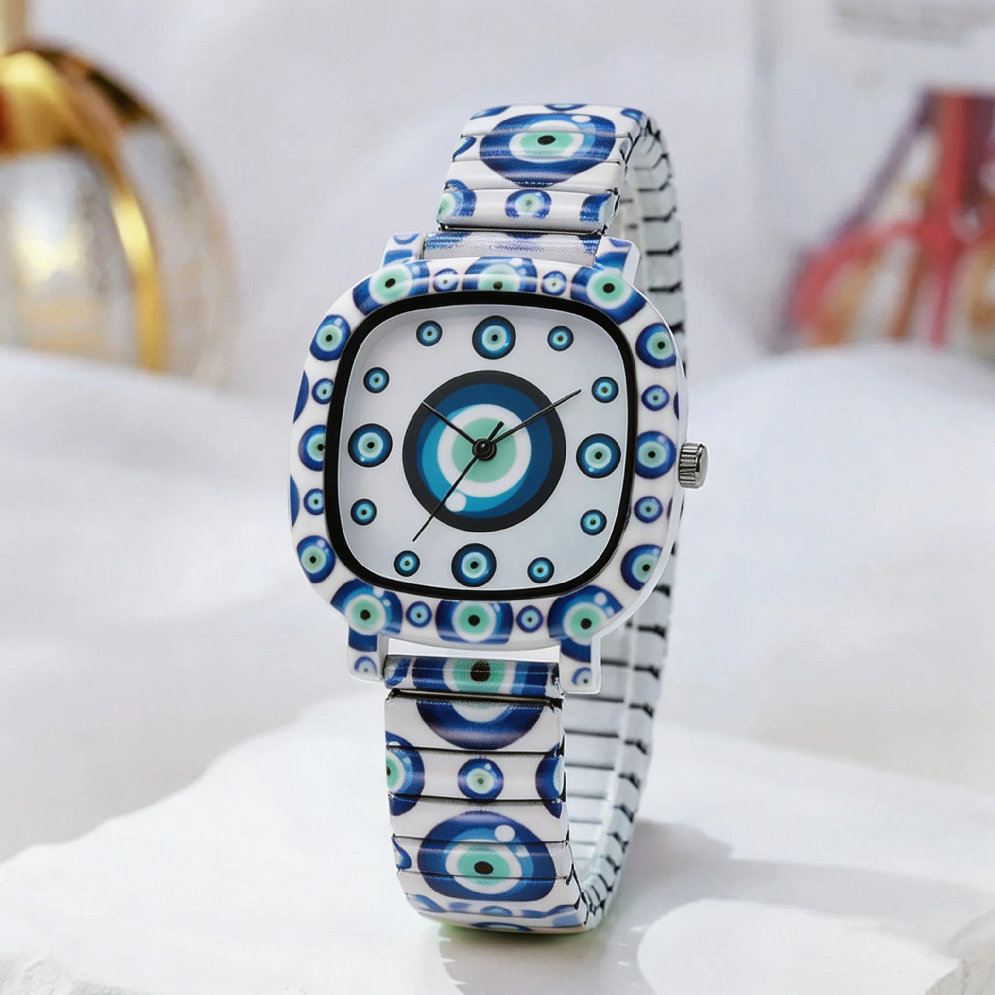 Personality Pattern Trendy Fashion Elastic Quartz Ladies' Watch Wristwatch Holiday Gift