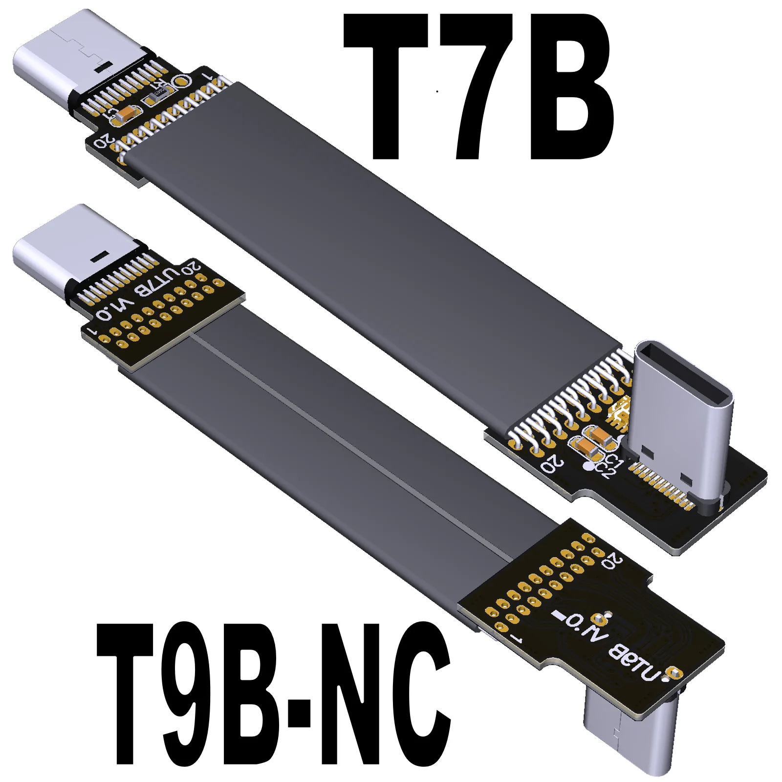 USB3.2 flat data flex extension cable C male type-c slim and short Gen2x2 20G.bps