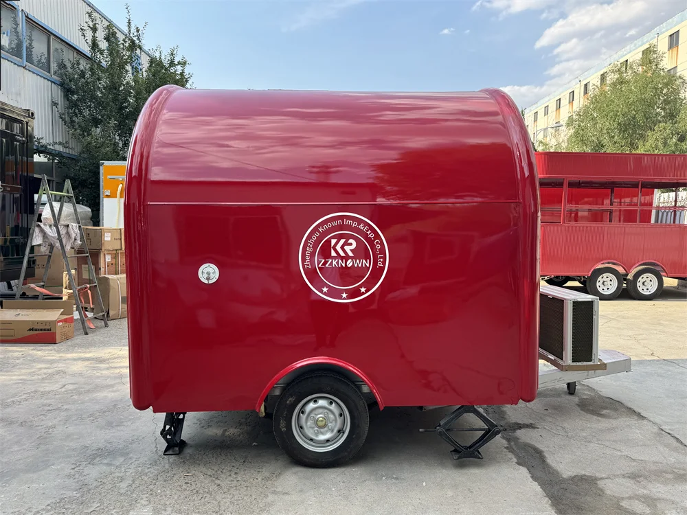 ที่กําหนดเองรถพ่วงอาหารขนมพิซซ่า Kiosk สัมปทานกาแฟรถเข็นสุนัขร้อนเต็มอุปกรณ์ครัวรถบรรทุกอาหาร Van