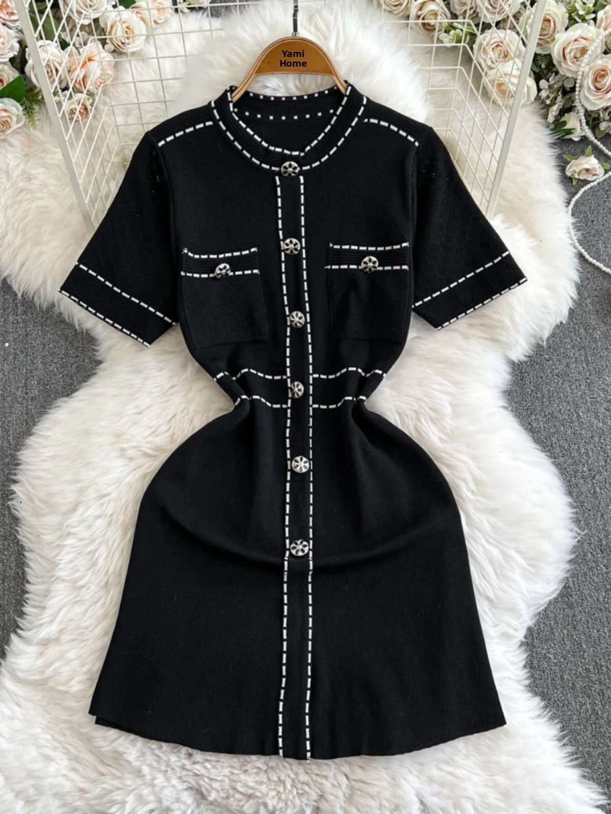 E Vestido Retro Chic para Mujer, con un Solo Botón, Cintura Alta, Falda Corta en Línea A, Estilo Coreano, Moda Primave...