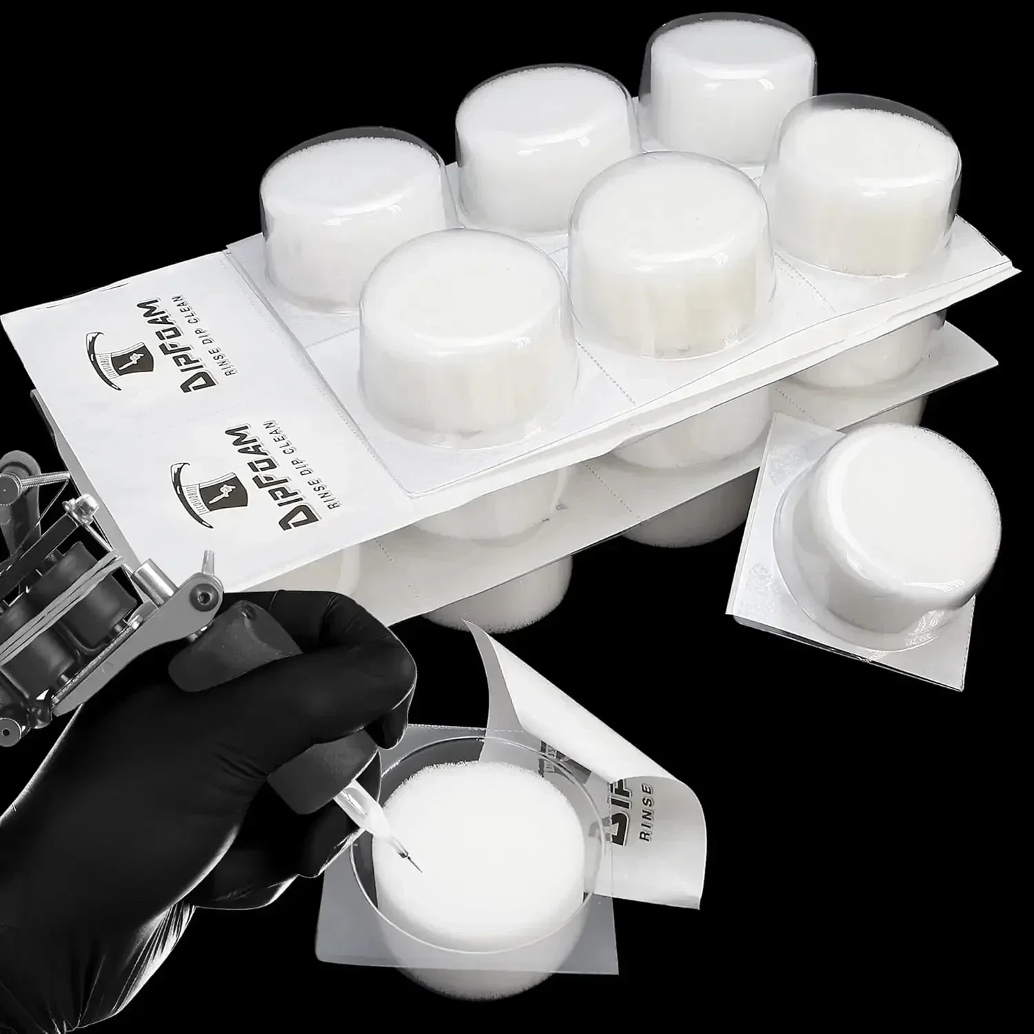 NARKASY Disposable Tattoo Rinse Cup Caps with Dip Foam Sponge | Hygienic Cleaner for Tattoo Cartridge Needles & Tips