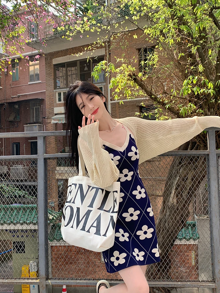 

Yellow Knitted Short Batwing Sleeve Open Cardigan Women's Base Shirt Sun Protection Versatile Fleece-Lined Korean Style Commu...