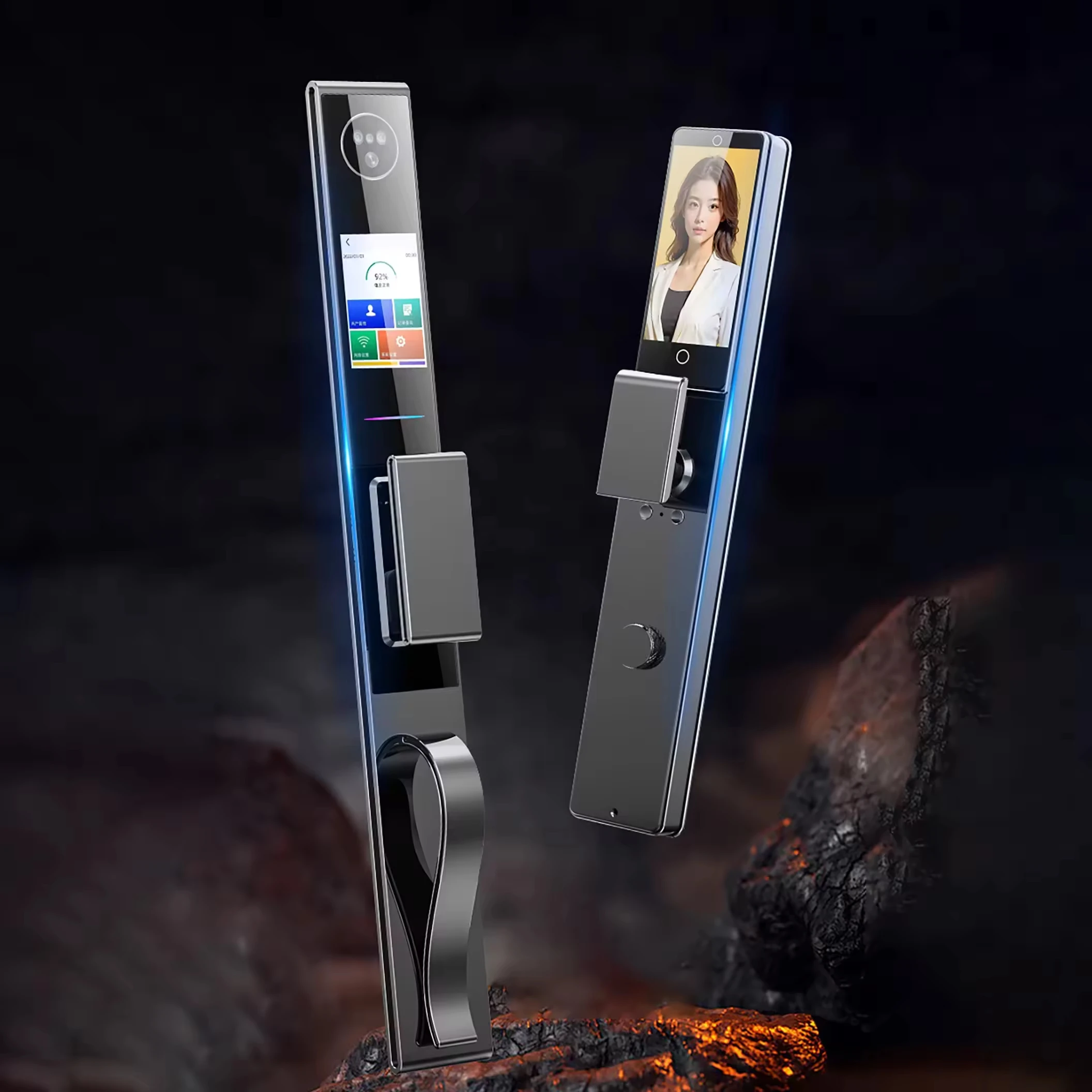 Suoboot Nuovo design Push-Pull Smart Door Lock con Cat's Eye e serratura digitale con fotocamera, adatta a tutti i tipi di porte