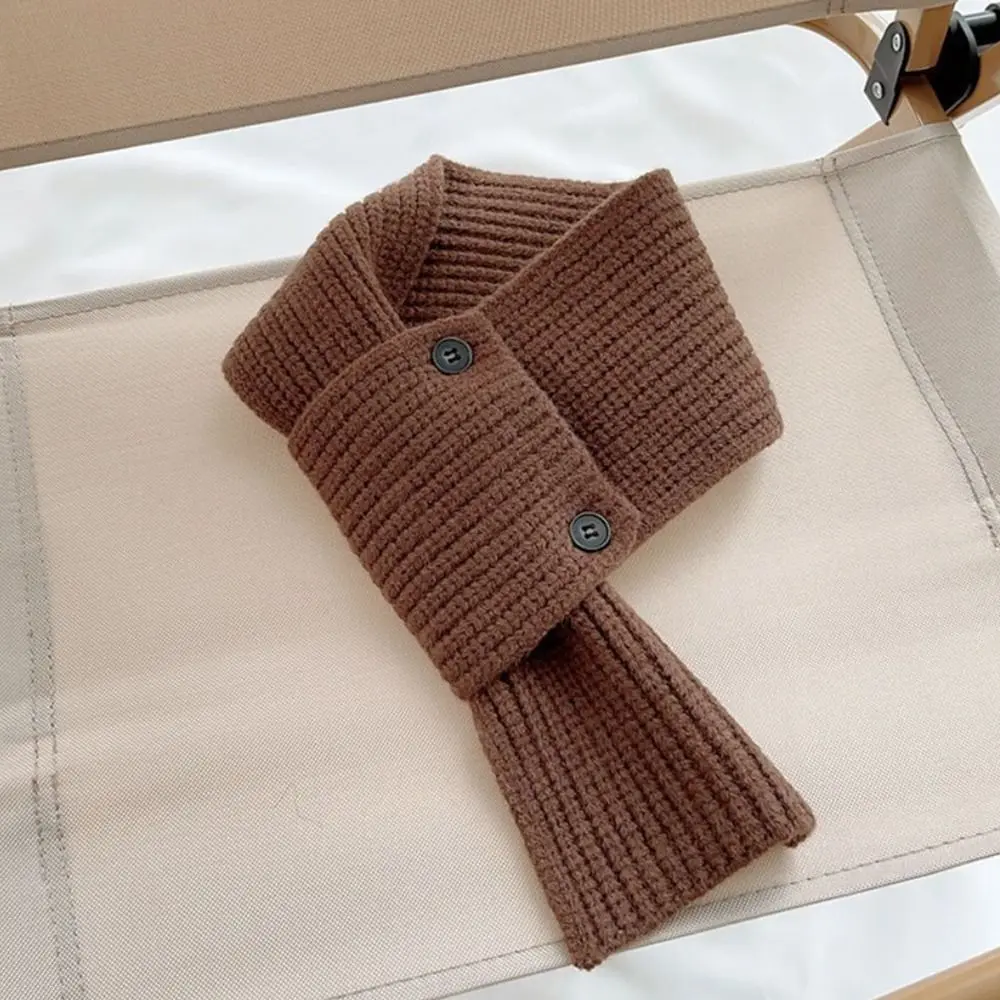 Fashion Windproof Cross Scarf Solid Color Cross Collar Neckerchief Knit Button Design Short Neckerchief Outdoor Use