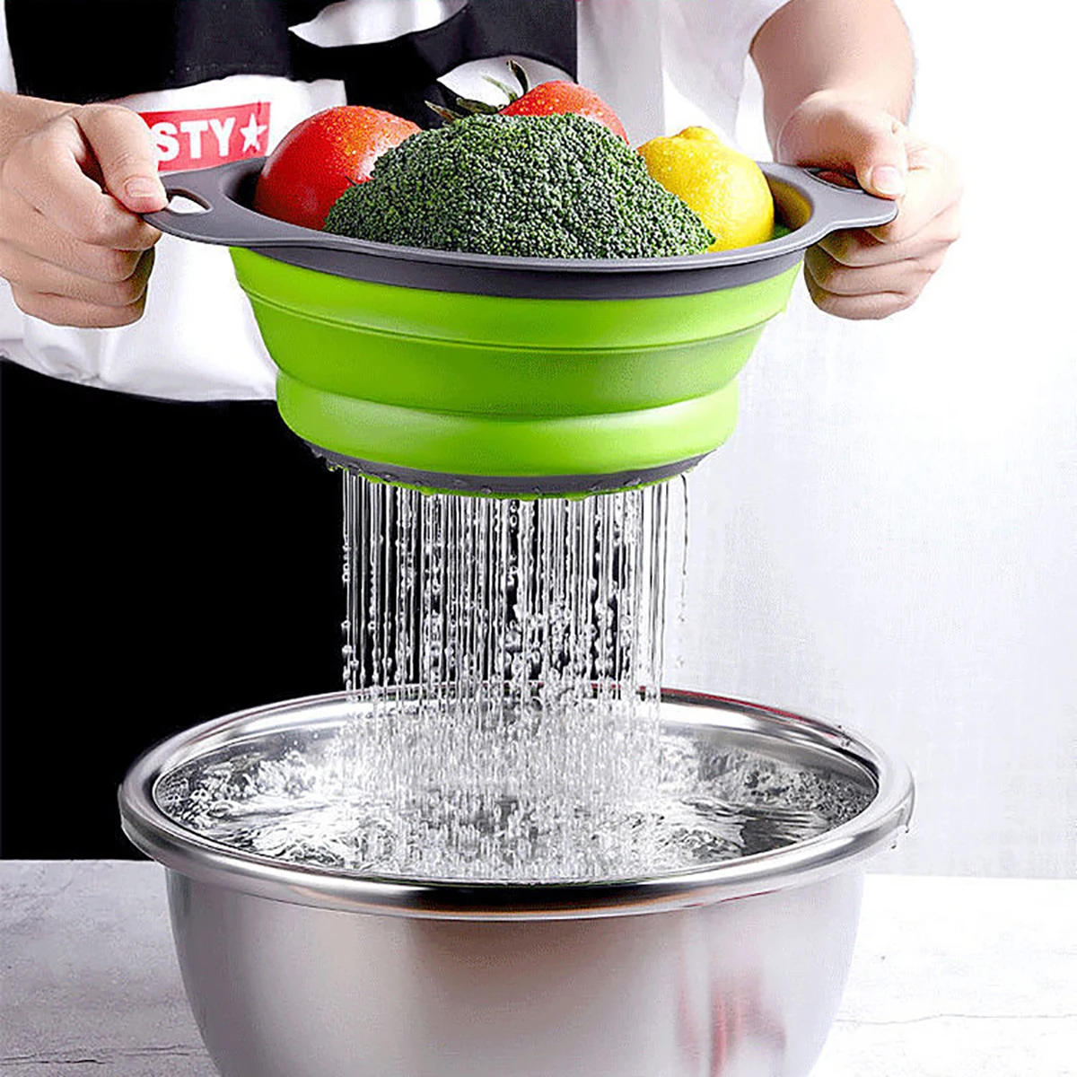 Silicone Foldable Fruit Vegetable Drainer Basket Basin Home And Kitchen Useful Things Convenience Utensils Product Innovations