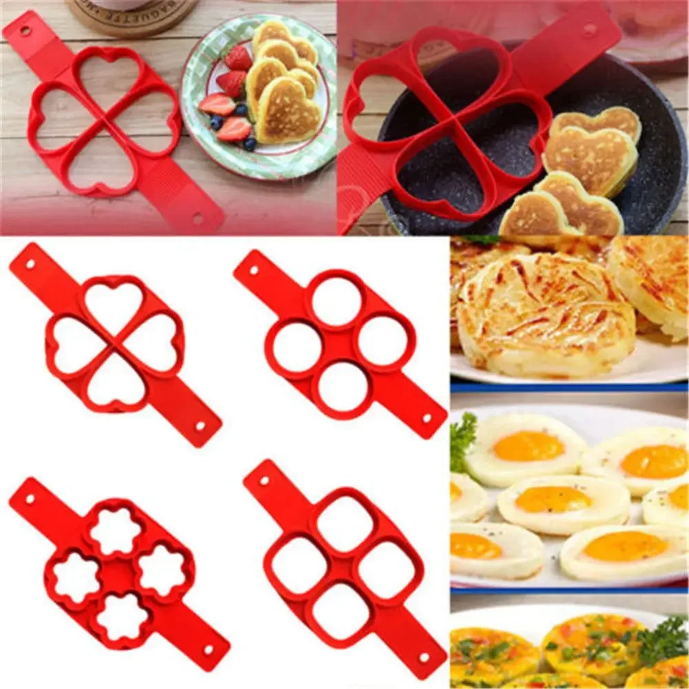 Moules à crêpes antiadhésifs en Silicone, anneau, cuiseur d\'œufs, moules à omelette en forme d\'œufs frits pour la cuisine, accessoires de cuisson