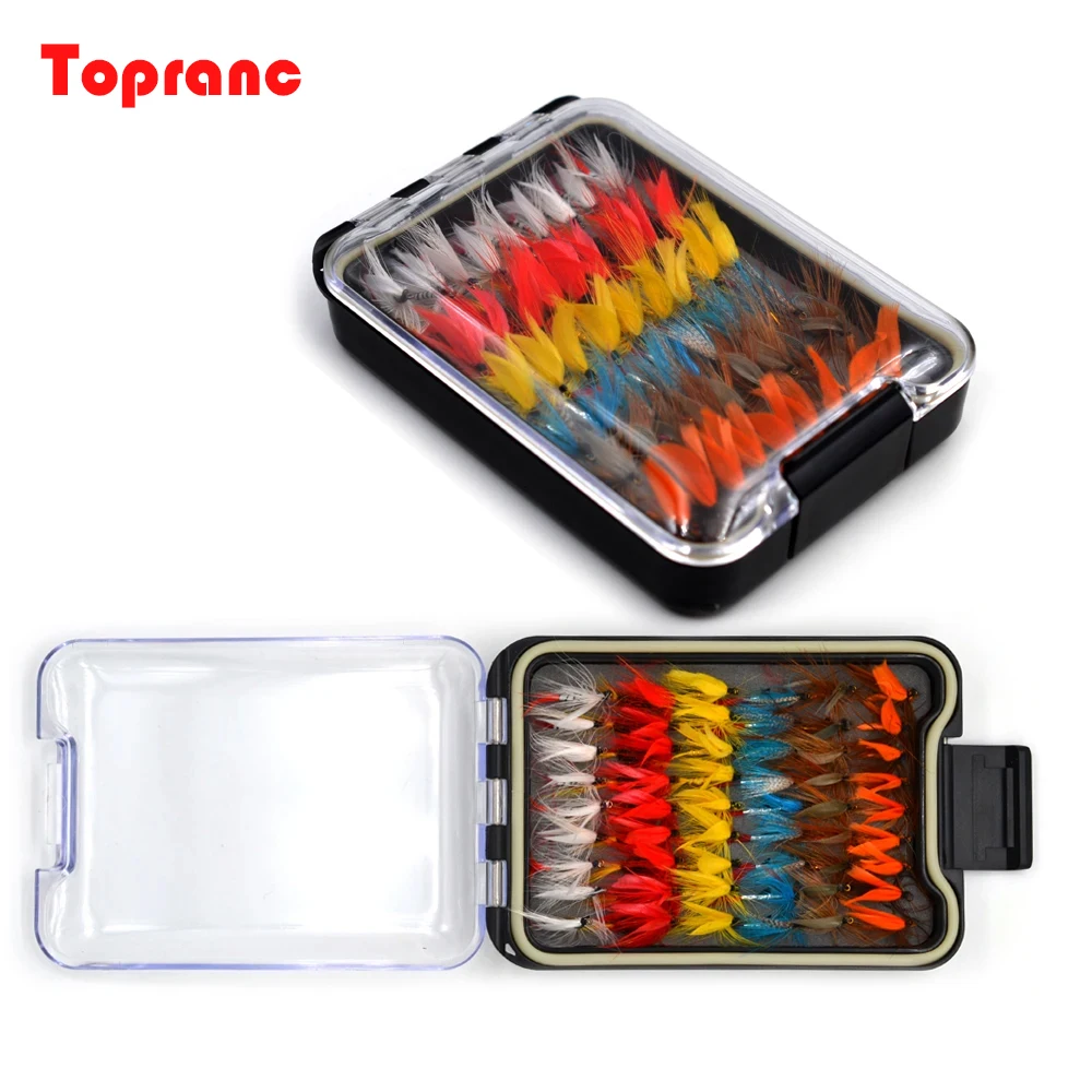 Topranc Portable Fly Fishing Lure Set 40/54/72/120Pc Dry/Wet Flies Nymphs Artificial Bait for Trout Grayling Panfish Carp