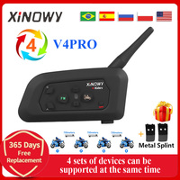 2023 NEW XINOWY V4 Pro 1200m Motorcycle Helmet Bluetooth Interphone Headset 4 Riders Bt Intercom With Fm Radio