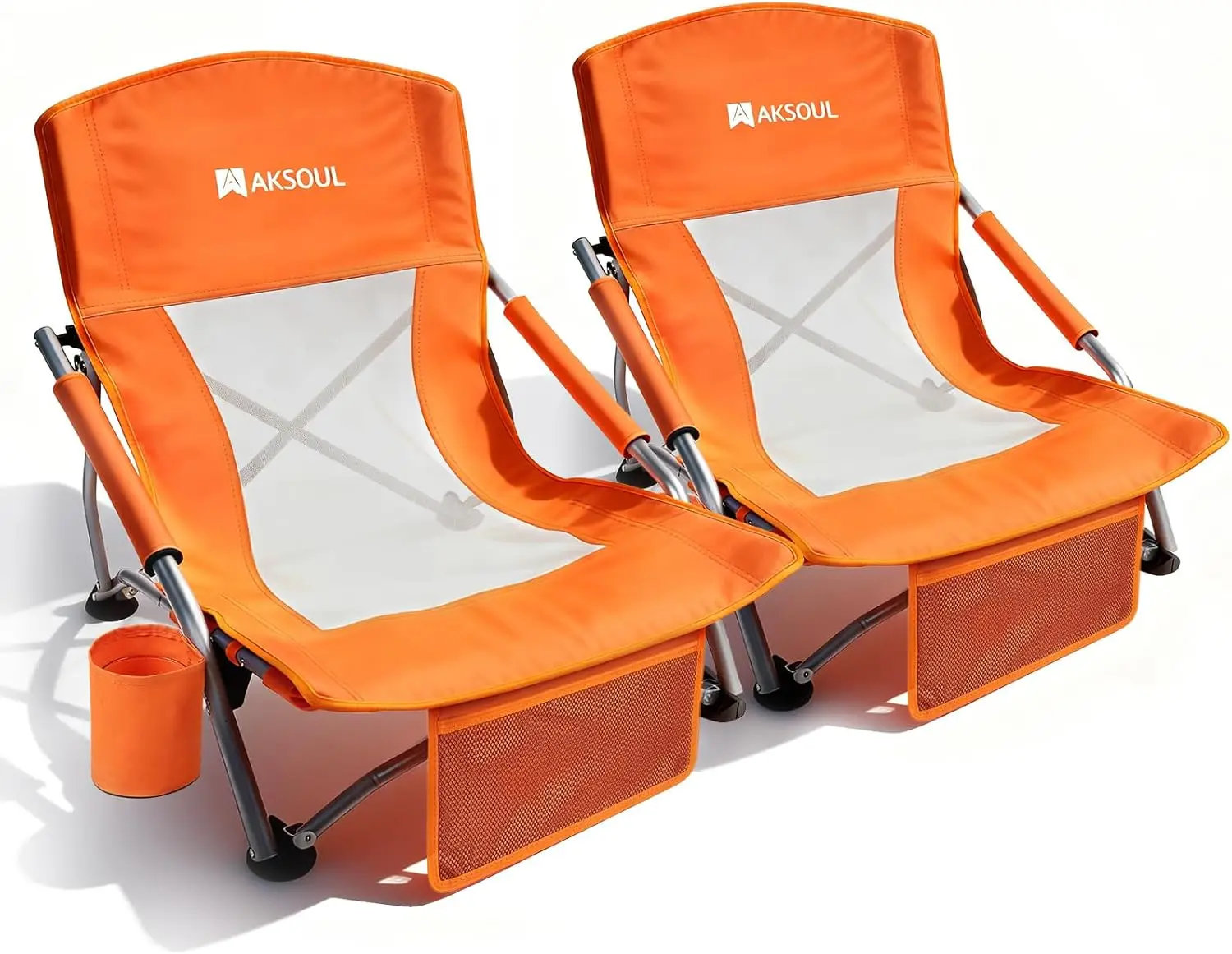 

Folding Beach Chair for Adults, Low/High Back with Carry Bag, Extra Wide Seat, Comfortable Pillow & Storage Pocket, Blue
