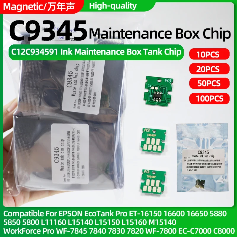 10pcs~100pcs 9345 Maintenance Box Waste Ink Tank Chip for EPSON L8050 L8160 L8180 L15158 L15168 L15180 L18050 ET 8500 8550 18100