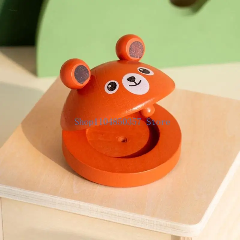 652F Wooden Finger Castanets Musical Instrument Finger Castanets Clapper Educational Musical Percussion Toy for Music Room