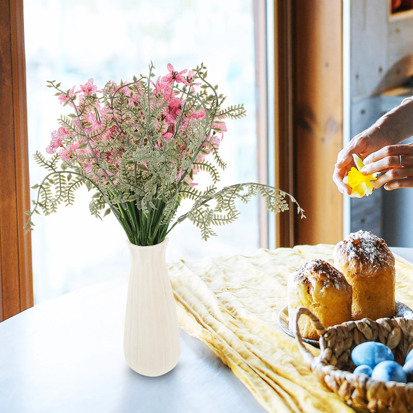 

10 Pcs Simulated Plant Stems Artificial Green Leaves Fake Outdoor Greenery Decoration for Wedding Party Home Layout Faux