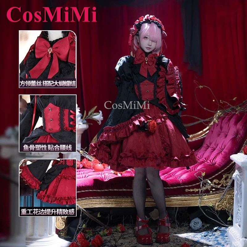 CosMiMi Anime Re:Zero Ram Cosplay Costumes Sweet Elegant Gothic Style Formal Dress Full Set Carnival Party Role Play Clothing