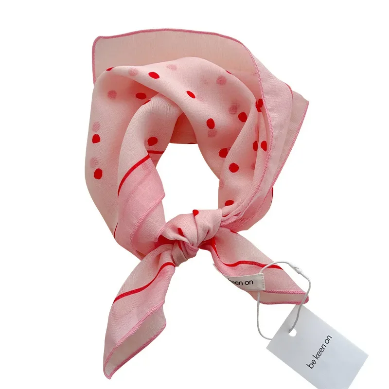 Fresh Breathable Women's Soft Artistic Decoration Small Scarfs Japanese Retro Versatile Floral Cotton Linen Small Square Scarfs