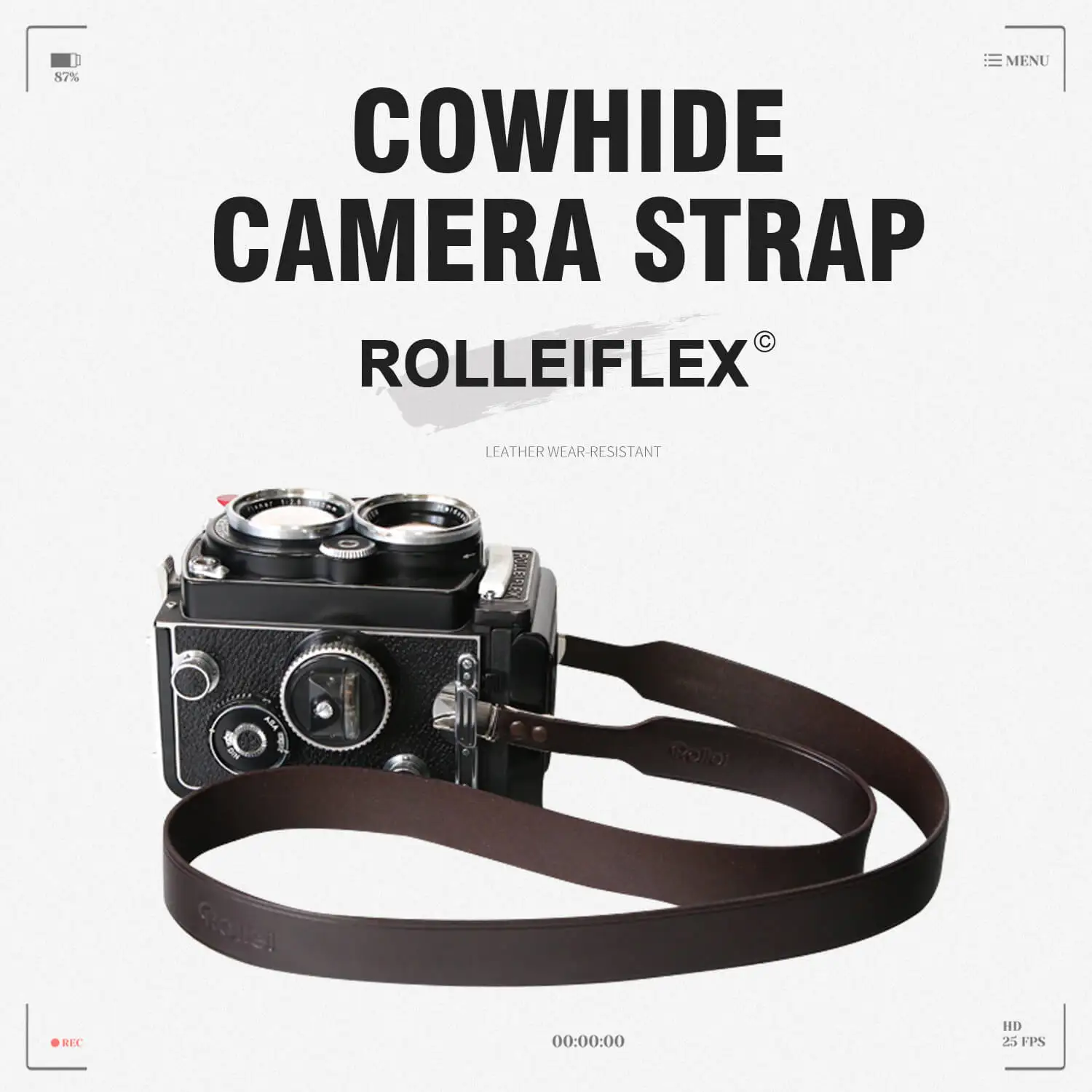

Wide Leather Shoulder Neck Strap with Clips for Rollei Rolleiflex 3.5F 3.5E 3.5T 3.5C 2.8F 2.8E TLR Camera Accessories