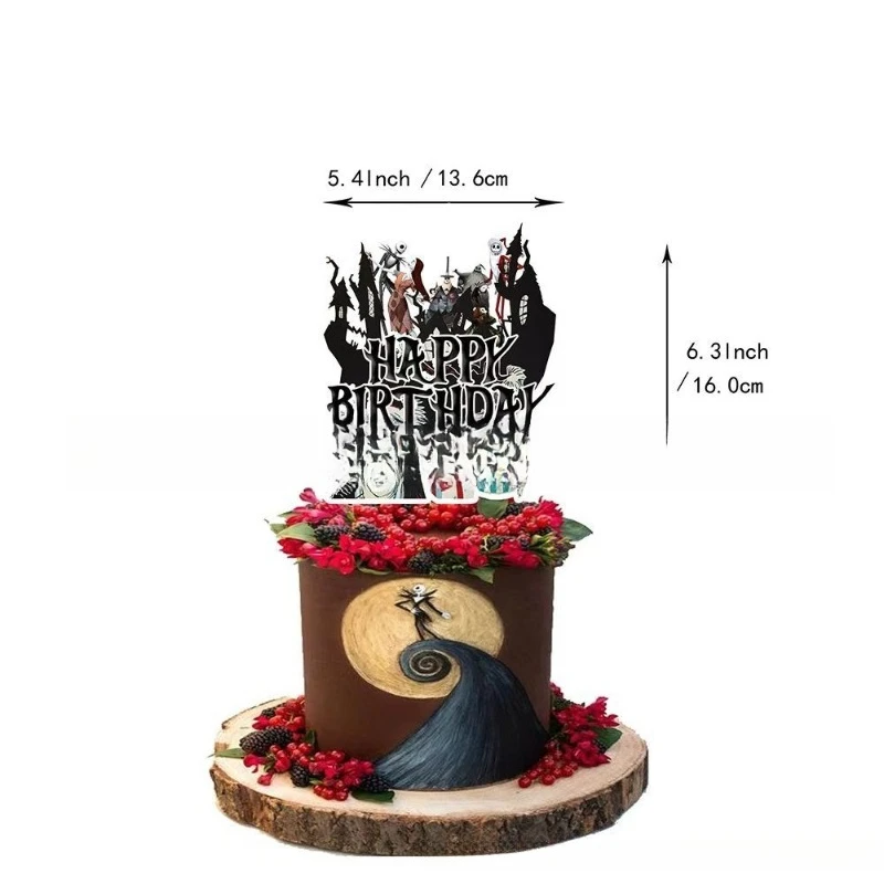 12개입 핫 크리스마스 악몽 생일 파티 케이크 토퍼 카드 용품 남녀 테마 파티 용품 선물