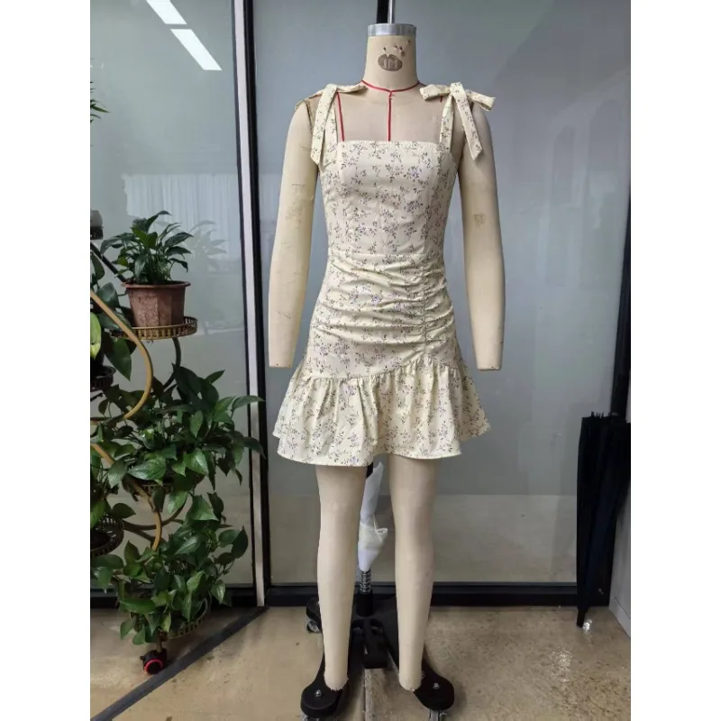 

Elegant Women's Short Dresses Sexy Casual Home Small Floral Camisole Sleeveless Dress Summer 2025 Comfortable Skirt Streetwear