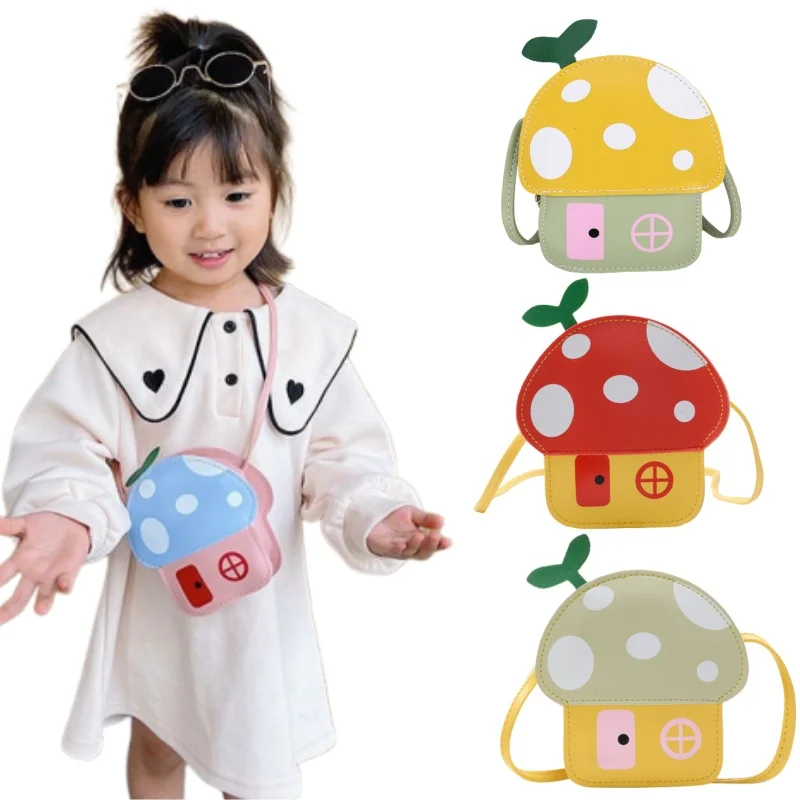 

Новая милая детская сумка с героями мультфильмов, сумка на плечо из искусственной кожи для девочек, повседневная сумка через плечо в корейском стиле, маленький кошелек для монет с грибами