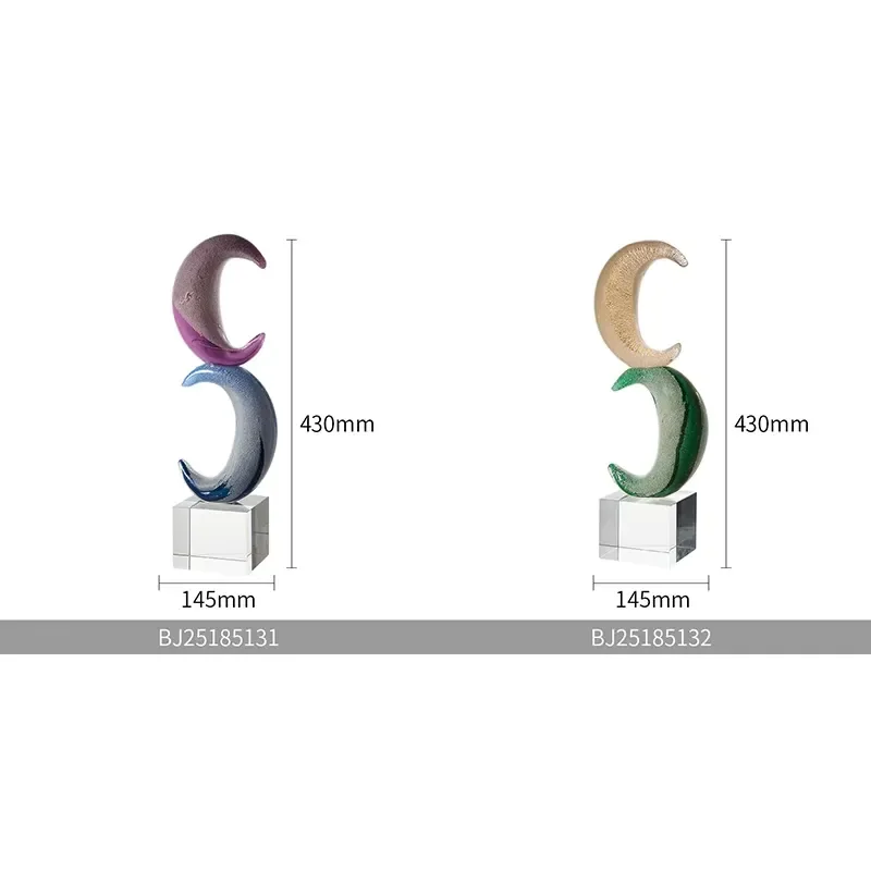 High-end Light Handmade Unique Moon-shaped Glass & Crystal Decorative Objects Ramadan Decorations