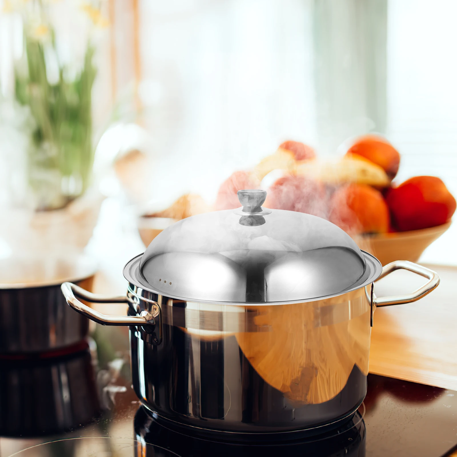 

Stainless Steel Pot Lid Anti scald Metal Cover for Pans Saucepan Wok Heat Resistant Safe Cookware Parts