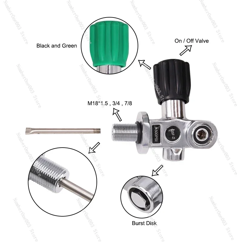 Underwater Scuba Diving Dive, DIN or Yoke Tank Valve, High Pressure, Cylinder Bottle Reducing Valve