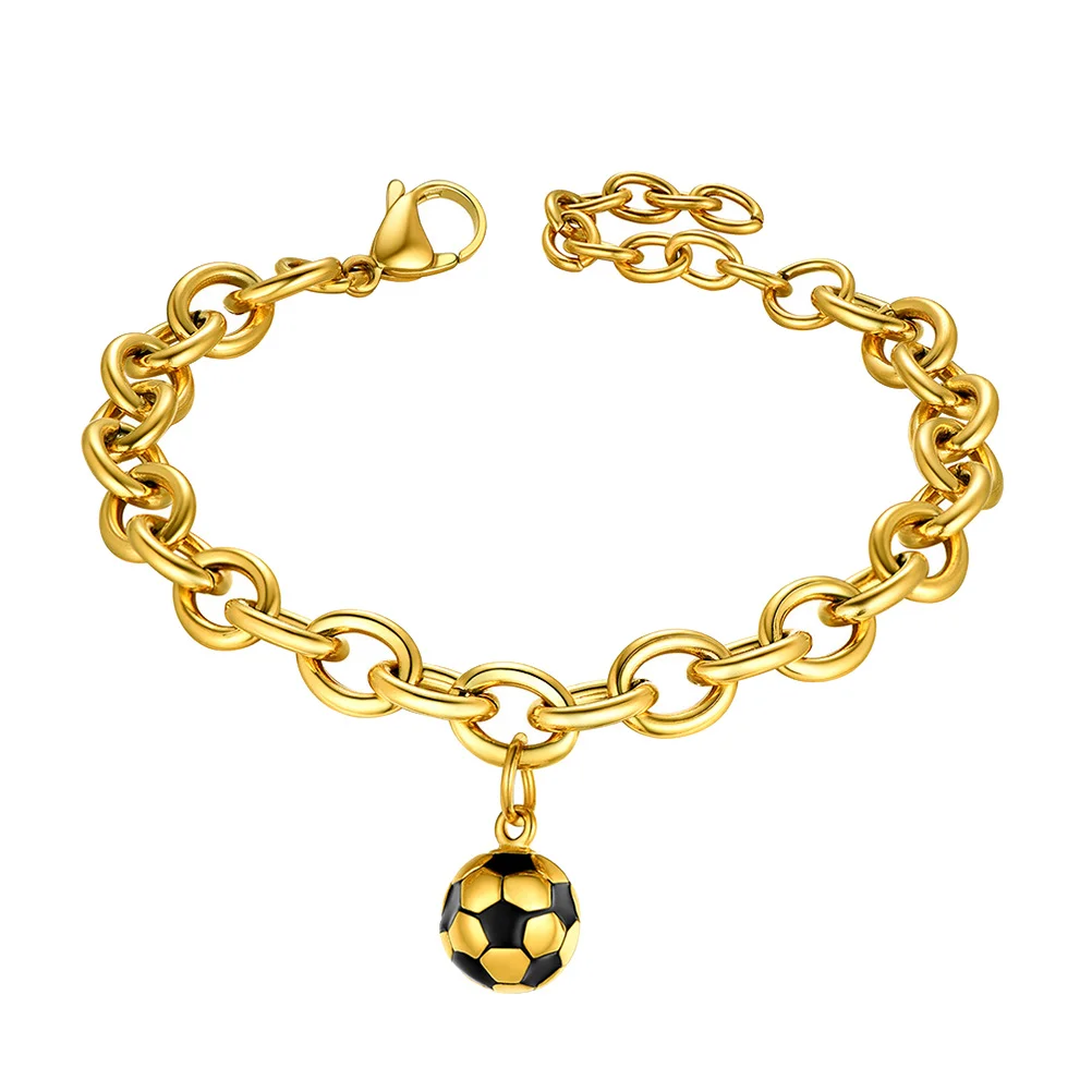 

Football Bracelet Titanium Steel Wrist Creative Waist Chain Fashionable Bracelet Golden Color Birthday Gift H Chain Jewelry