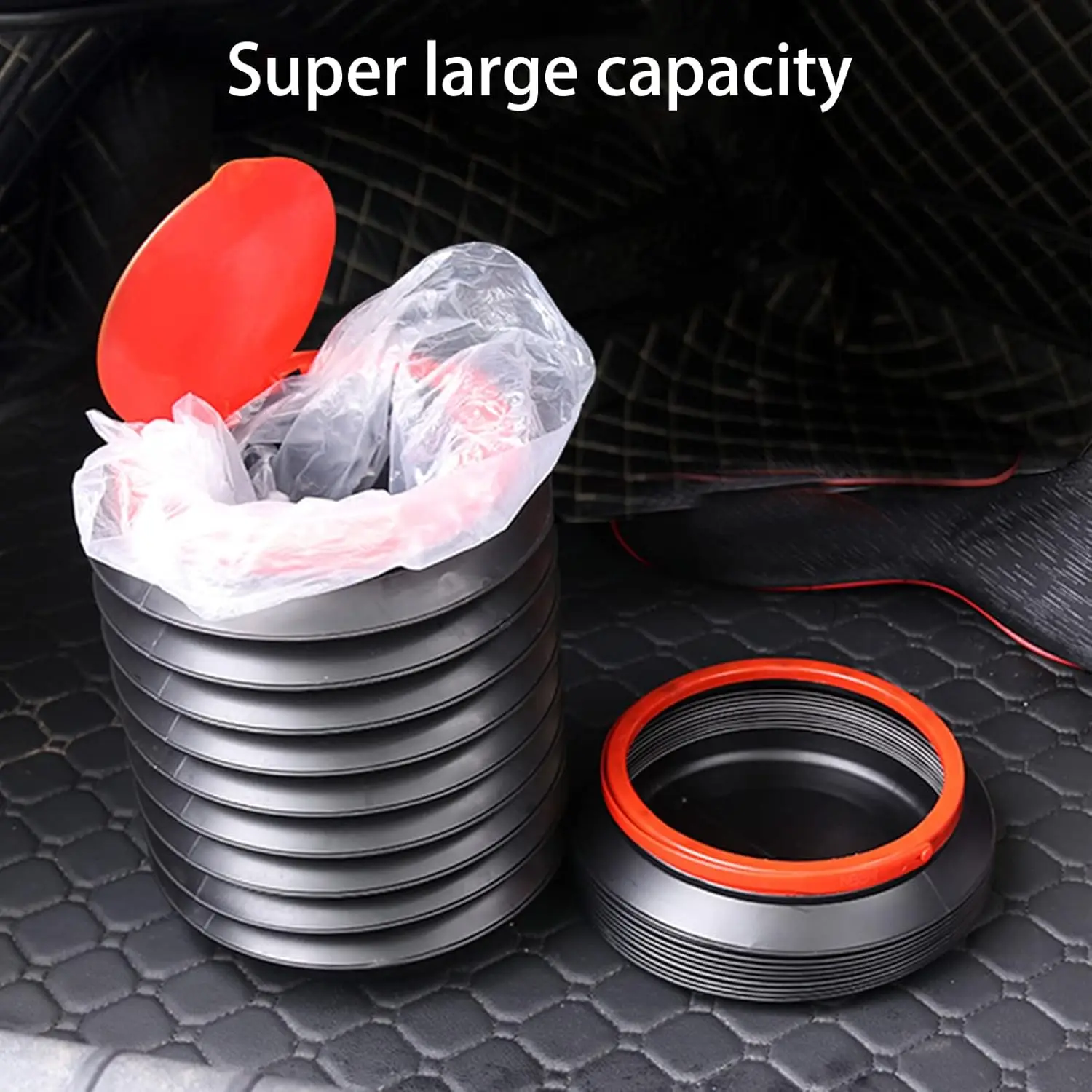 Foldable Car Garbage Can, 4L Collapsible Car Garbage Can, Handle Design Umbrella Bucket for SUV, RV, Truck, Most Cars