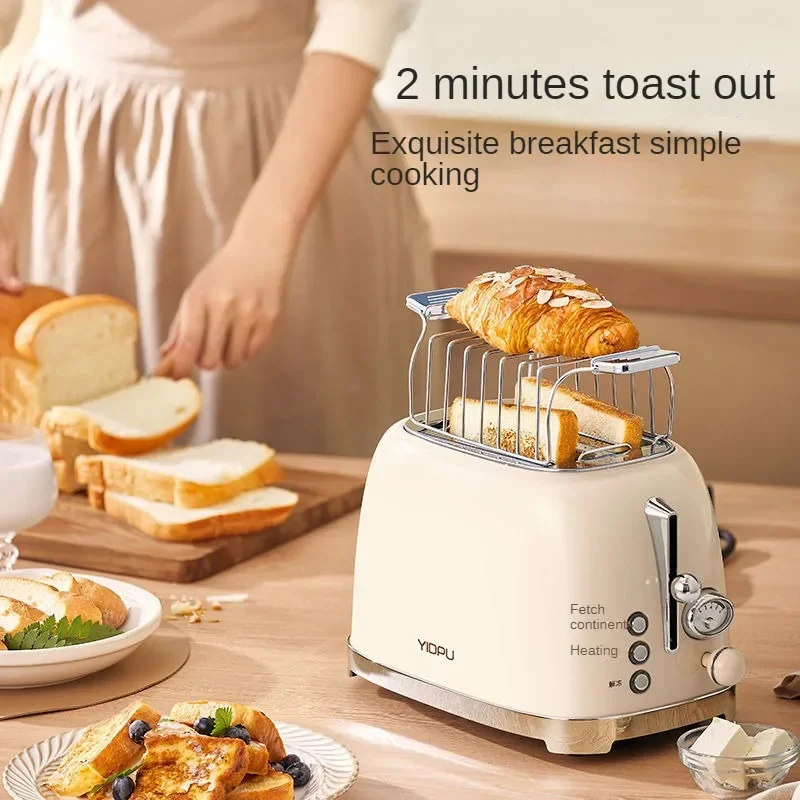 Breakfast Machine 38mm Card Slot Double-sided Heating 6-speed Toasting One Touch Defrost Multi-function Kitchen Toaster