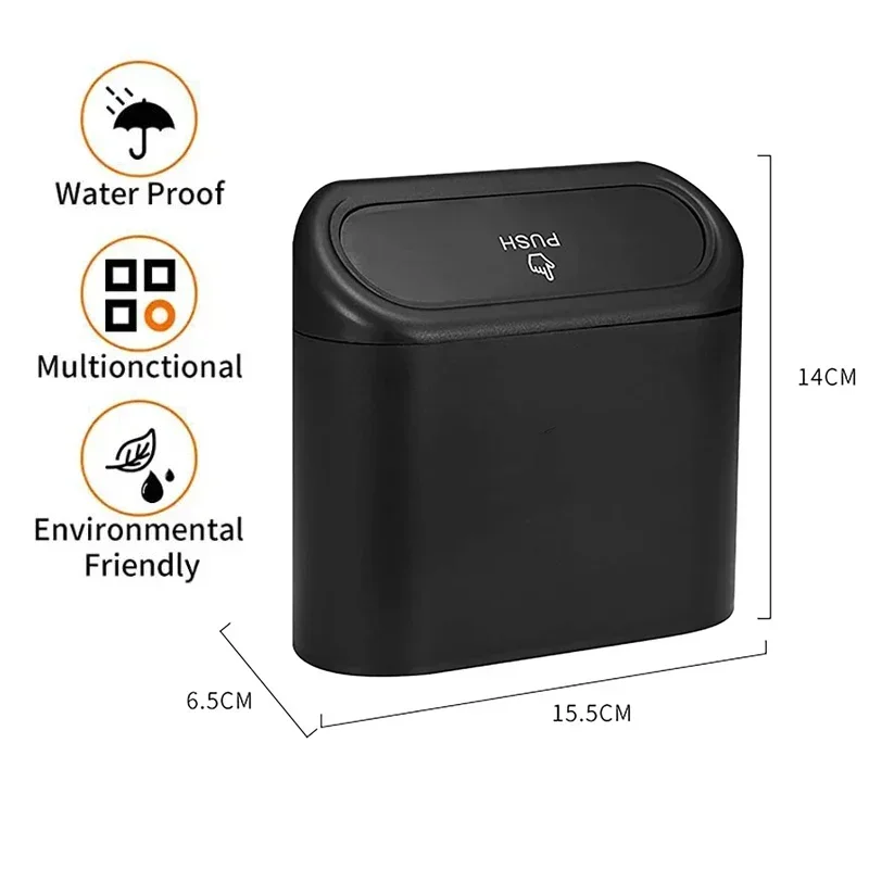 Car Trash Can with Lid / 4 Rolls of Garbage Bag, Leak-Proof, Portable Hanging Trash Can for Vehicle Organization