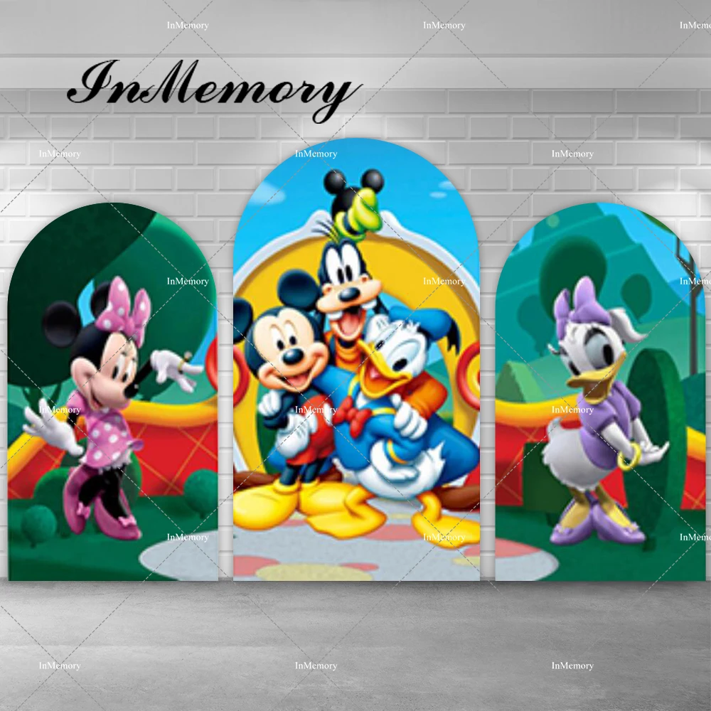 Mickey Clubhouse Arch Backdrop for Kids Birthday Party Chiara Wall Decor Cartoon Donald Duck Daisy Photography Backgrounds