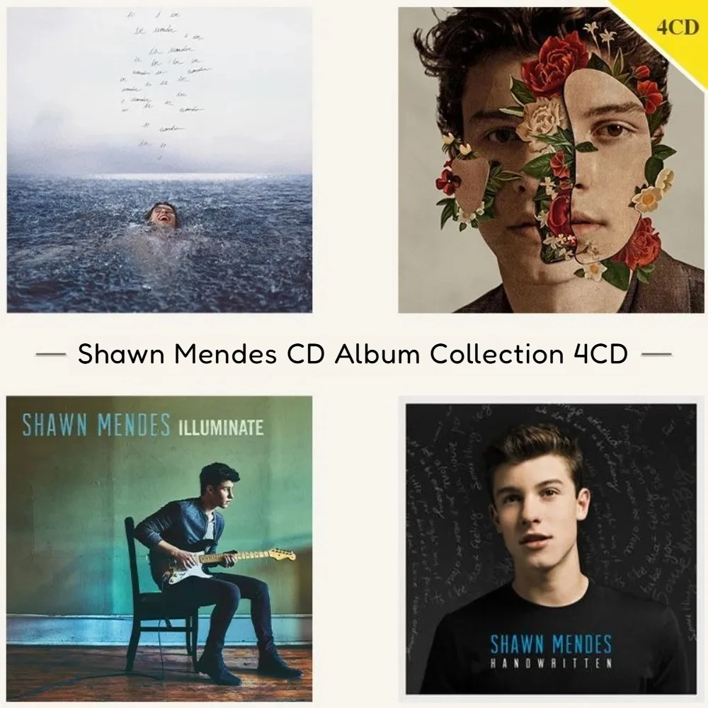 

Shawn Mendes Pop Music Album Collection 4CD Discs Only No Cover Lossless Recorded CD for Fans Car & Home Play
