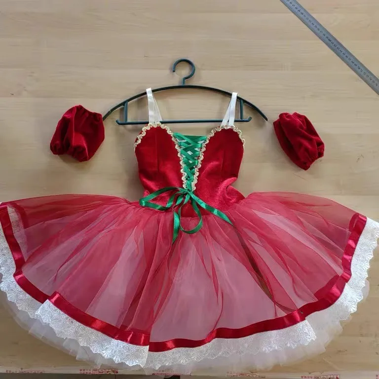 Children\'s Ballet Dance Costume, Red Fairy Tutu Skirt, Cherry Carrot, Professional Competition Performance, New, Autumn