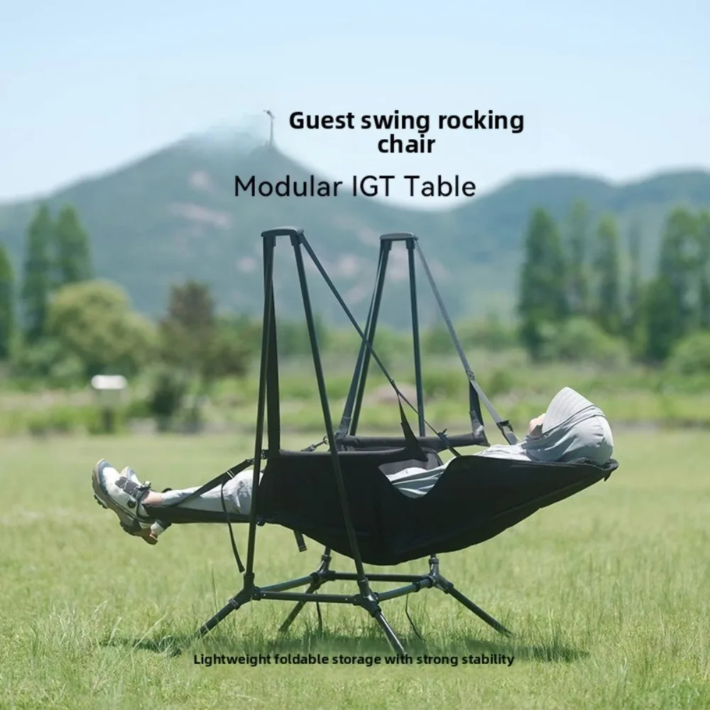 【HOT】Outdoor camping folding swing chair patio balcony leisure rocking chair lightweight aluminum alloy rocking chair