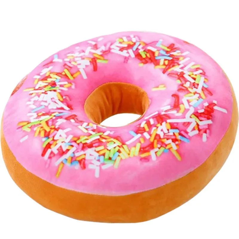 38cm 3D Donut Kussen Schattig Pluche Rond Taart Kussen Sofa Zitkussen Kantoor Napmat Beste Verjaardagscadeau voor Kinderen Huisdecoratie - afbeelding 2