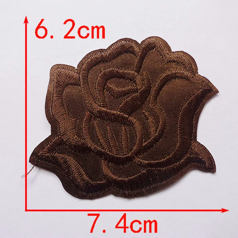 1 Pcs Brown Rose Butterfly Embroidery Iron on Patches For Clothing Jacket Stickers Appliques Backpack Badges Hats Parkas Coats