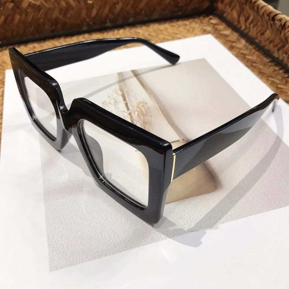 Retro Anti-Blue Light Glasses Oversized Frame Korean Style Ins Square Eyeglasses Lightweight Transparent Plain Glasses Computer - view 4